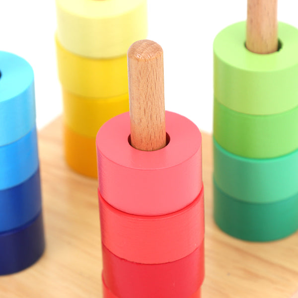 Rainbow Discs on 4 Vertical Dowels